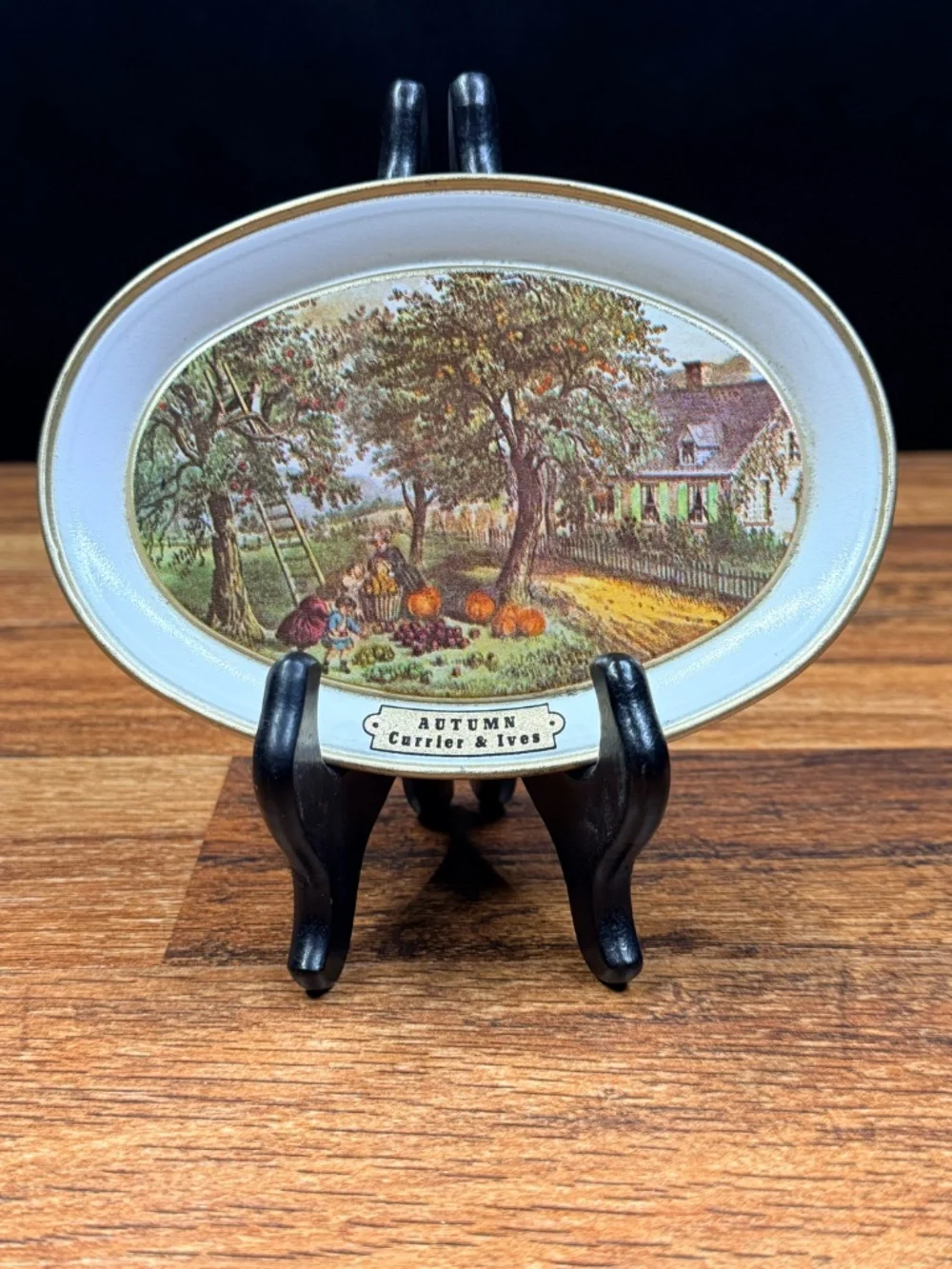 CURRIER AND IVES-1868 “The American Homestead” Metal Tray Set (Set of 4)